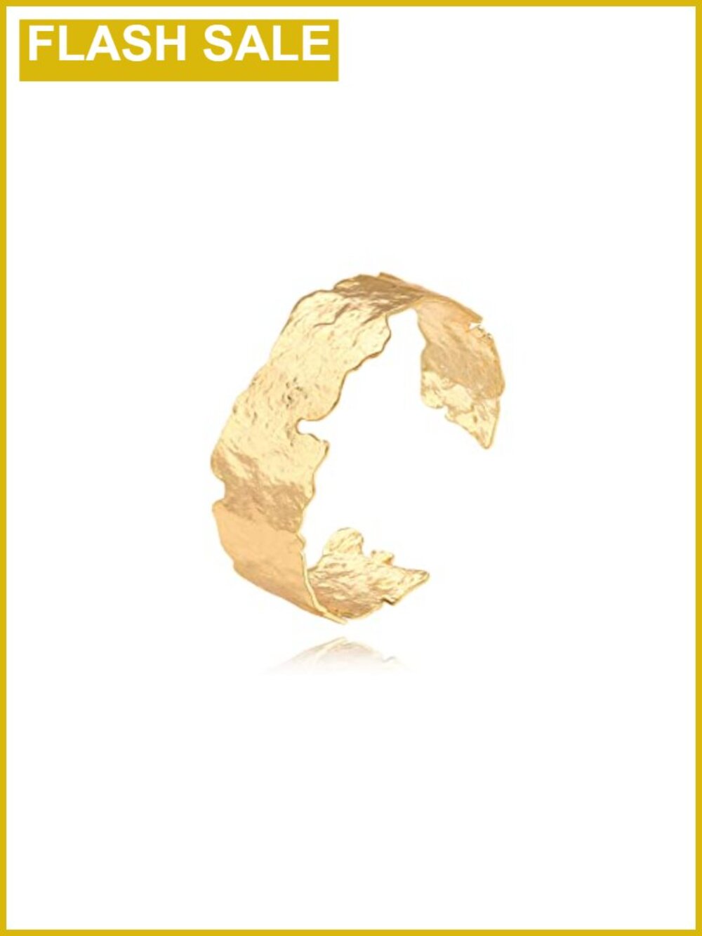 18K Gold Plated Adjustable Hammered Cuff Bangle Bracelet for Women